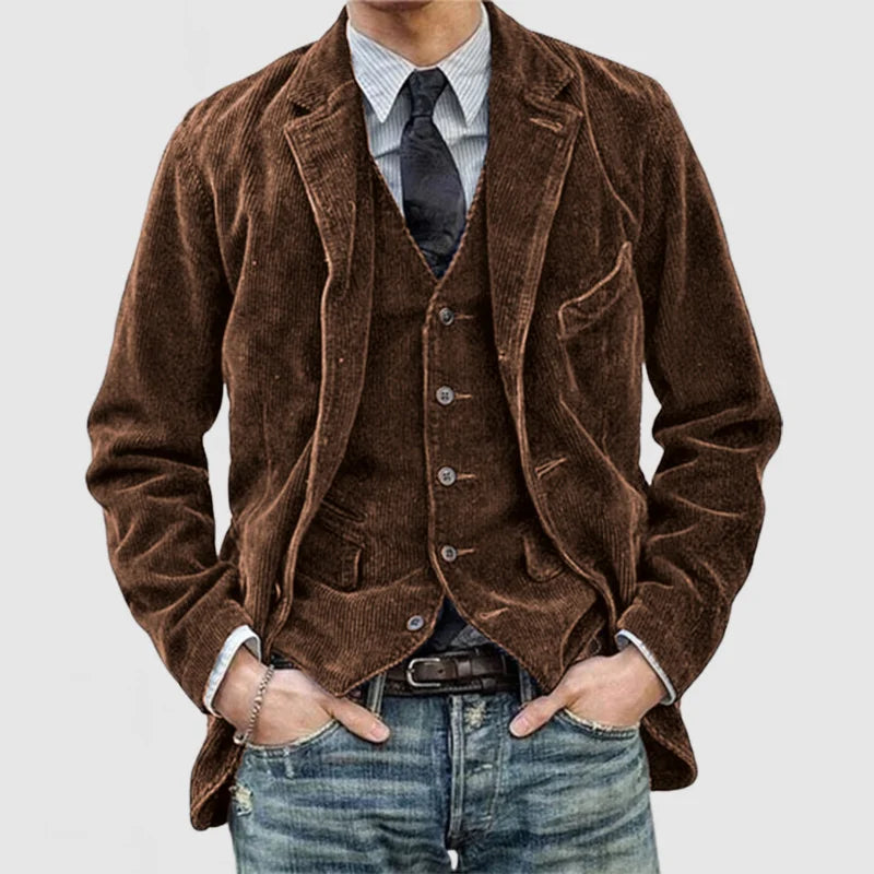 Arthur™ - Élégant Ensemble Blazer Et Gilet En Velours Côtelé