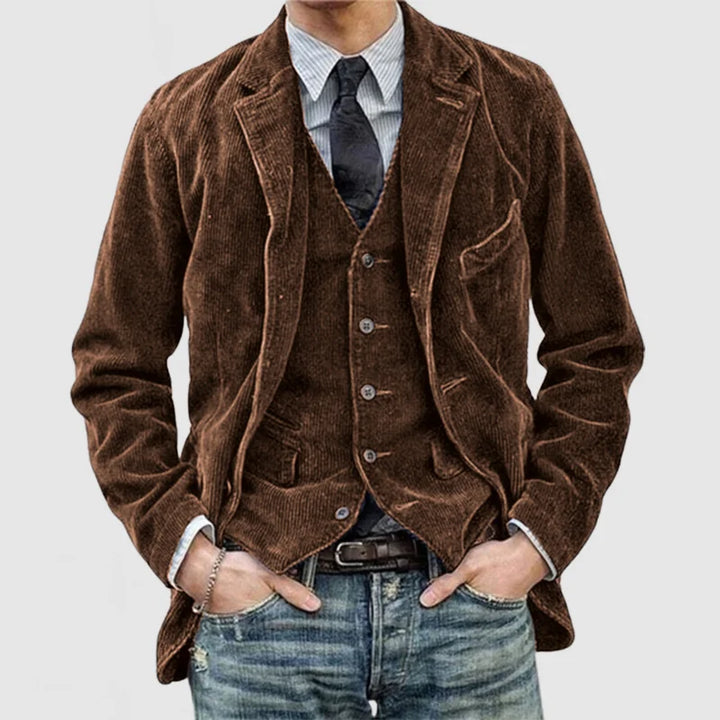 Arthur™ - Élégant Ensemble Blazer Et Gilet En Velours Côtelé