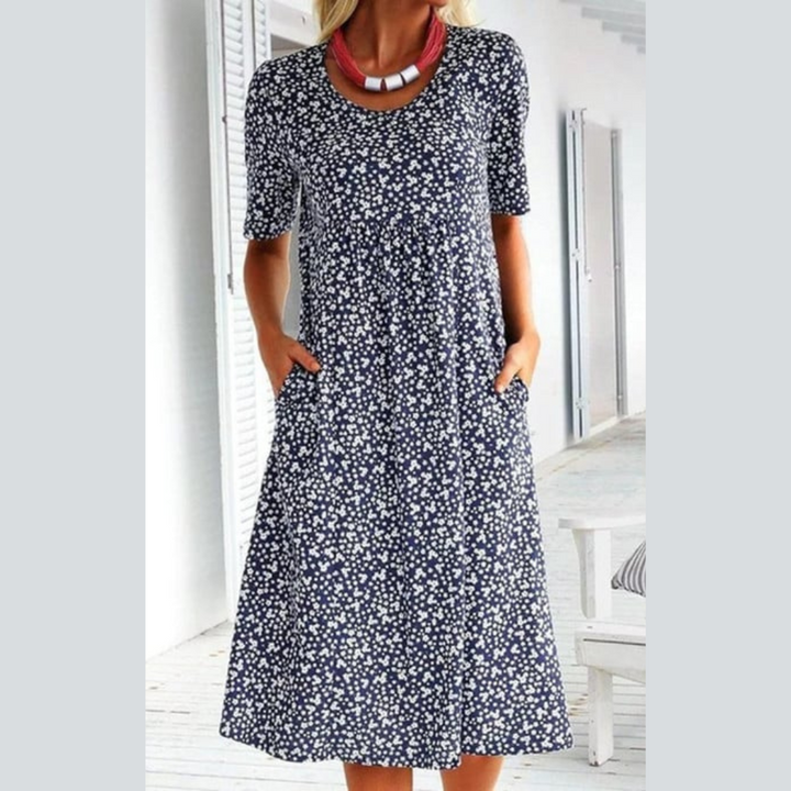Amara | Robe Midi Élégante à Imprimé Fleuri