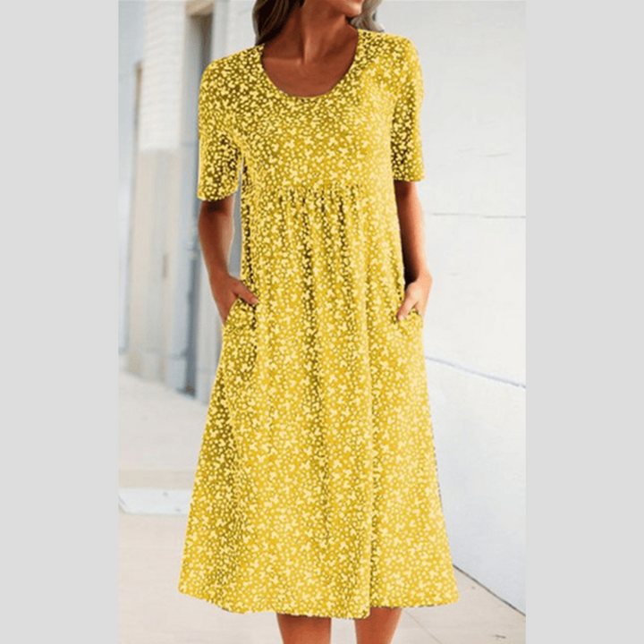 Amara | Robe Midi Élégante à Imprimé Fleuri