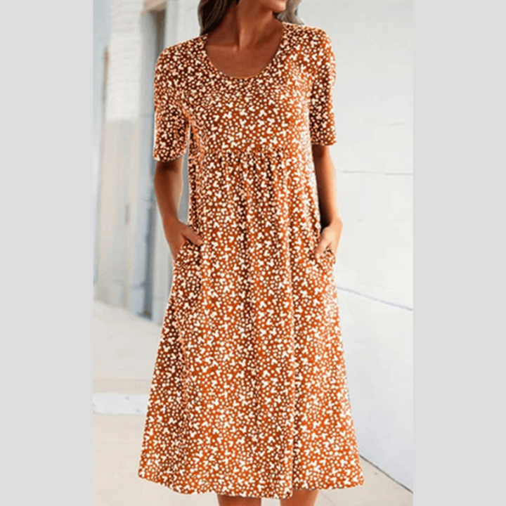 Amara | Robe Midi Élégante à Imprimé Fleuri