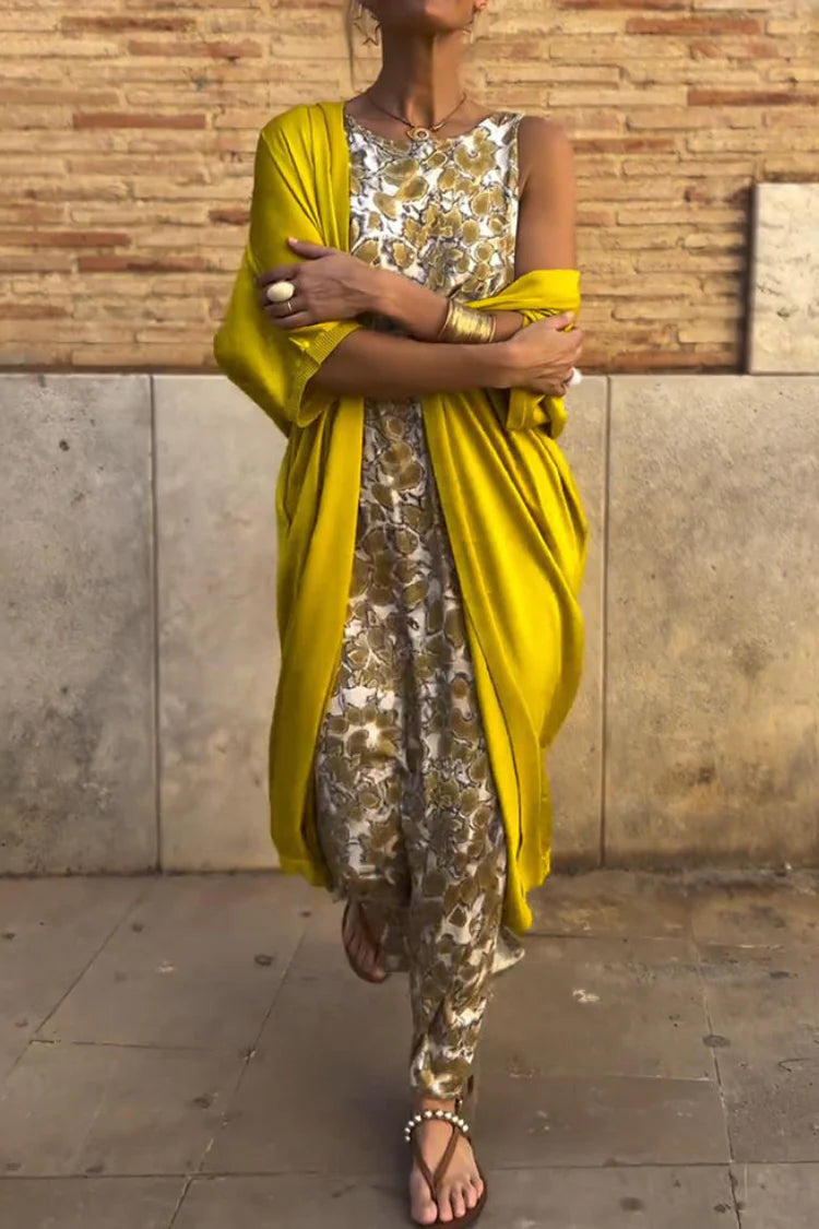 Abrielle - Robe longue élégante avec cardigan assorti