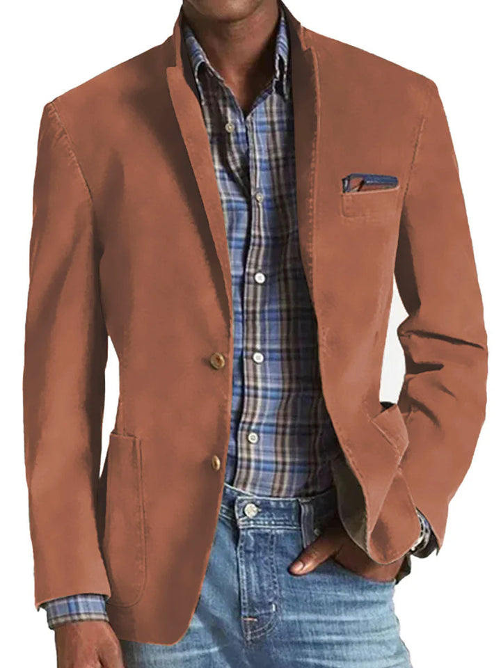 Blazer Décontracté Rétro À 3 Poches De Couleur Unie