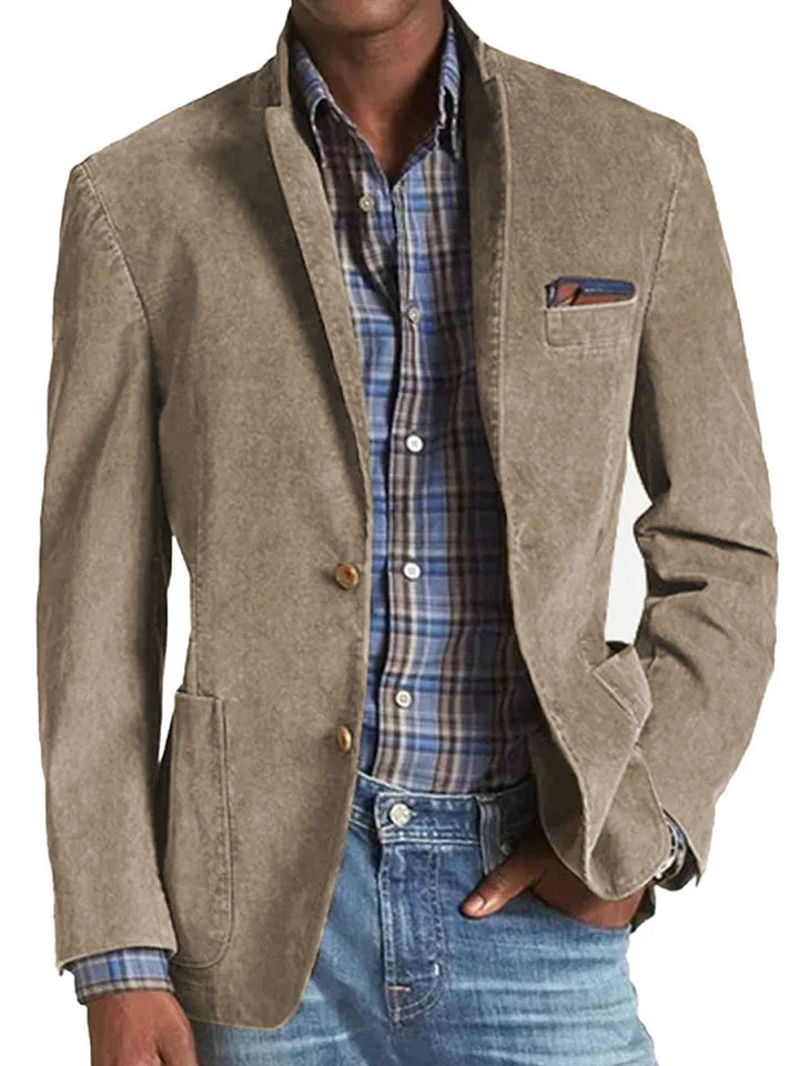 Blazer Décontracté Rétro À 3 Poches De Couleur Unie